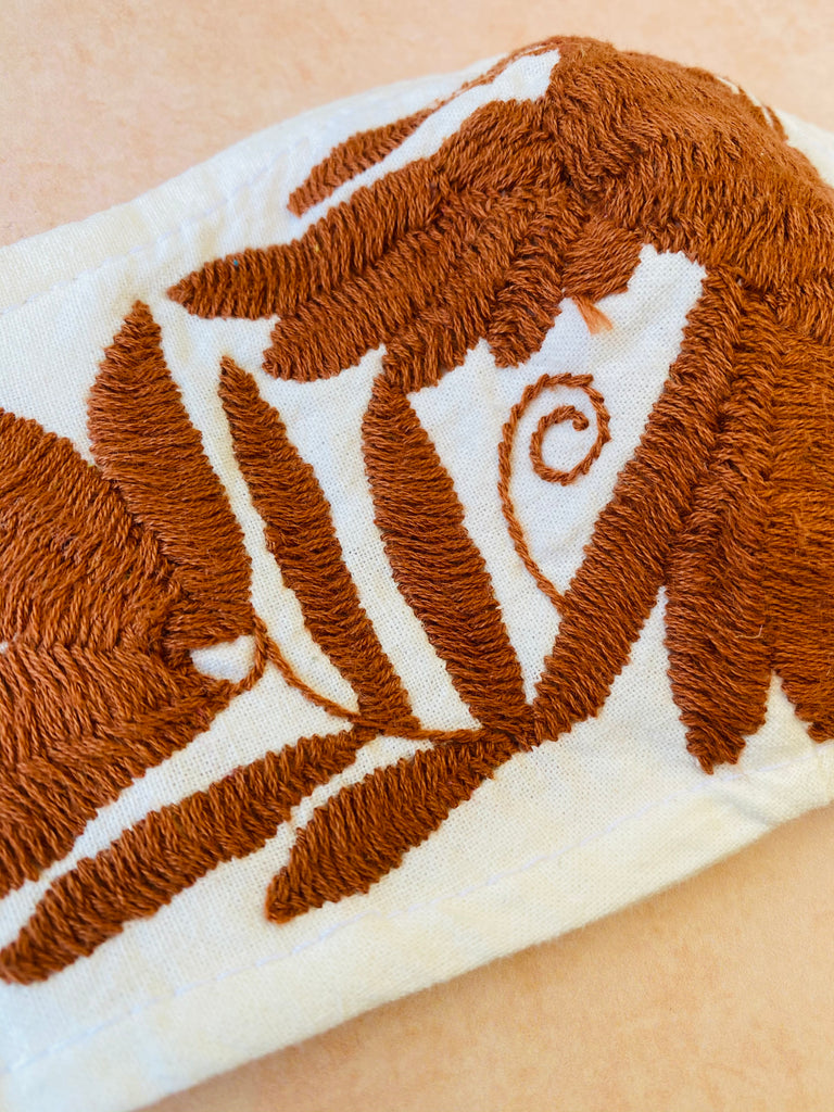 Cream Otomi Face Mask #103