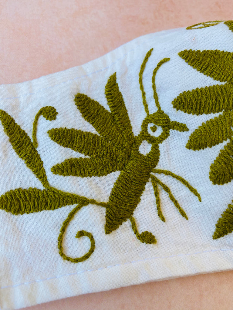 Cream Otomi Face Mask #81