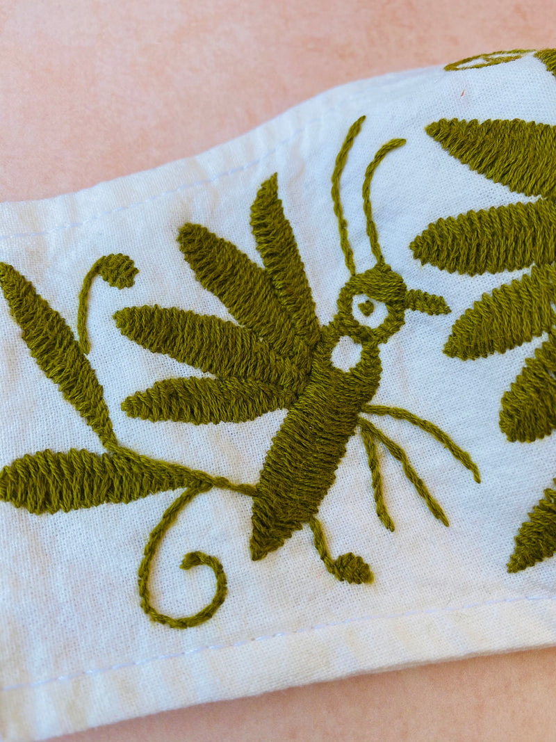 Cream Otomi Face Mask #81