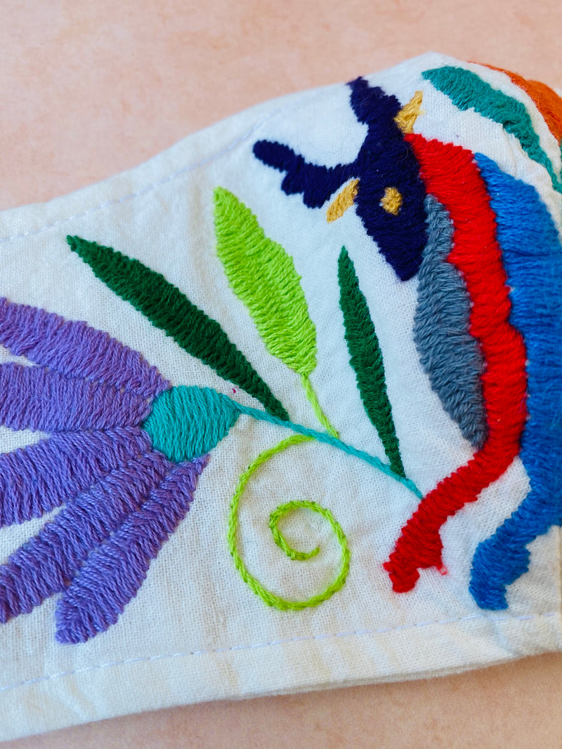 Cream Otomi Face Mask #82