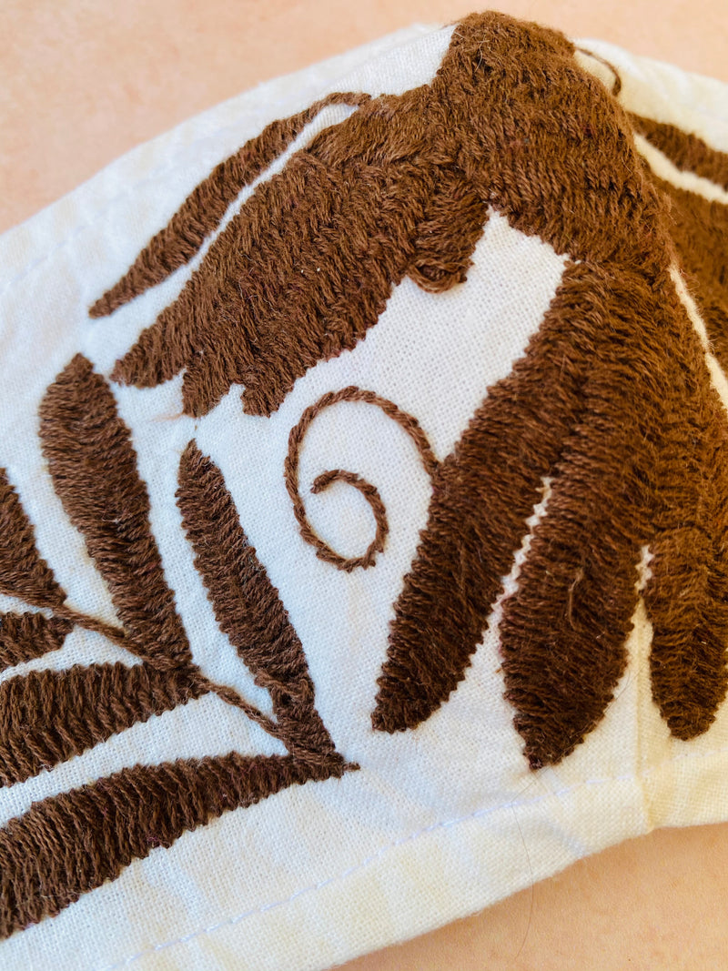 Cream Otomi Face Mask #108