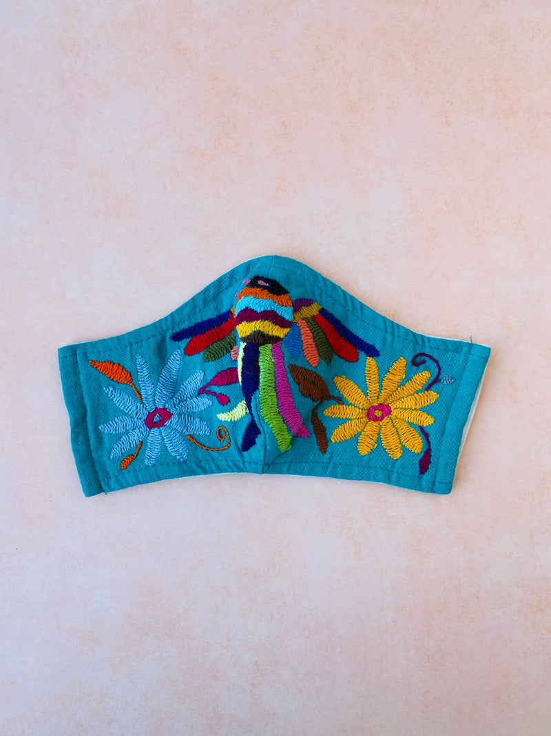 Turquoise Otomi Face Mask #38