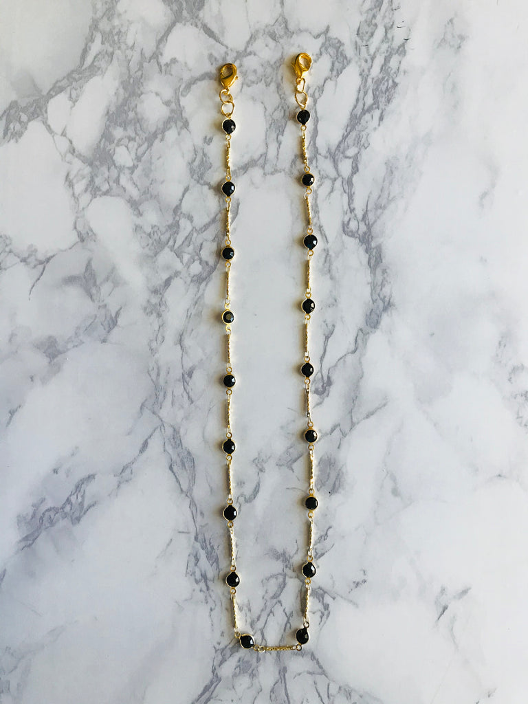 Black Crystal Glasses Necklace