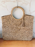 Straw Handbag with Tassel