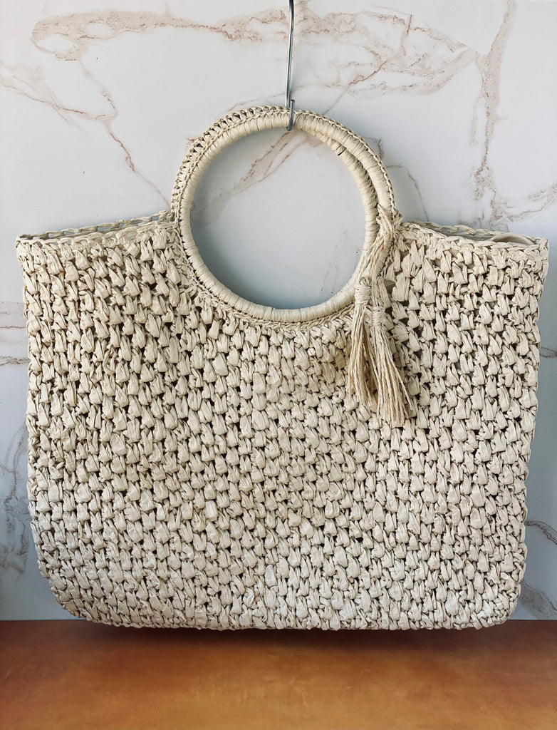 Straw Handbag with Tassel
