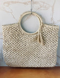 Straw Handbag with Tassel