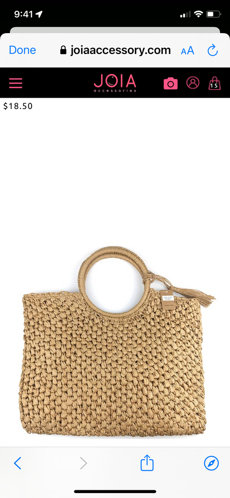Straw Handbag with Tassel