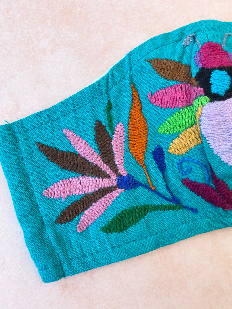 Turquoise Otomi Face Mask #39