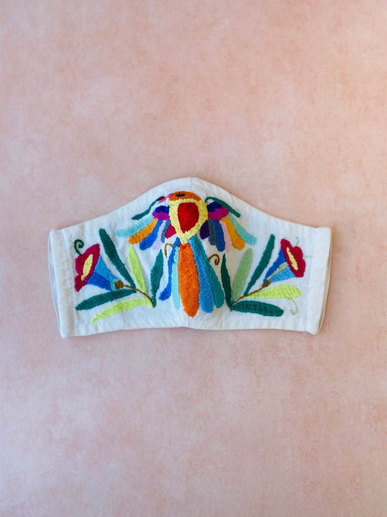 Cream Otomi Face Mask #93