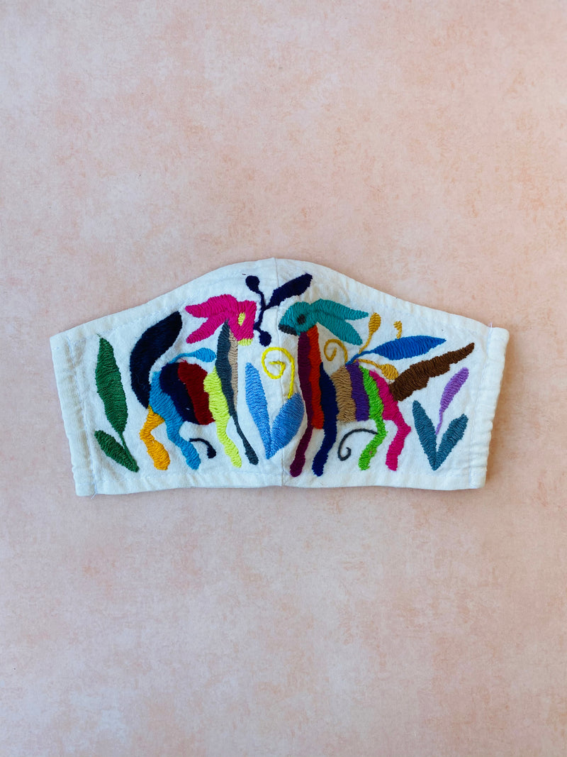 Cream Otomi Face Mask #83