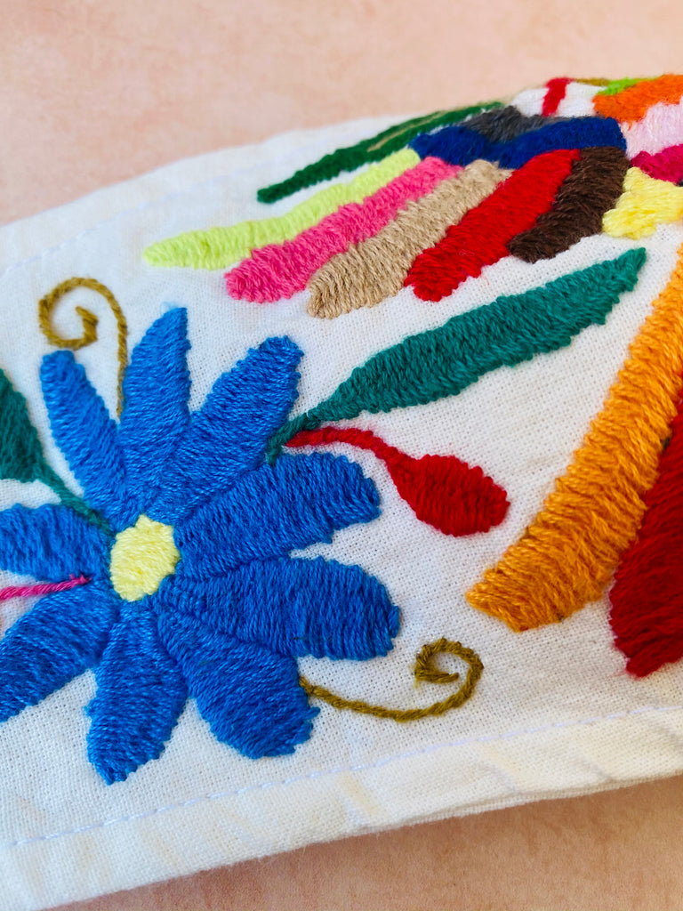 Cream Otomi Face Mask #96