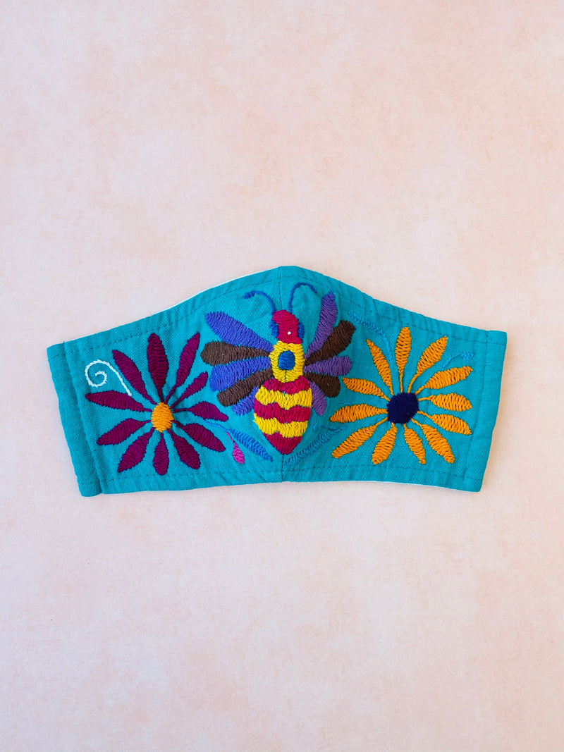 Turquoise Otomi Face Mask #40