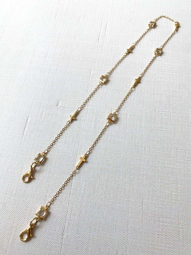 Crystal + Cross Glasses Necklace