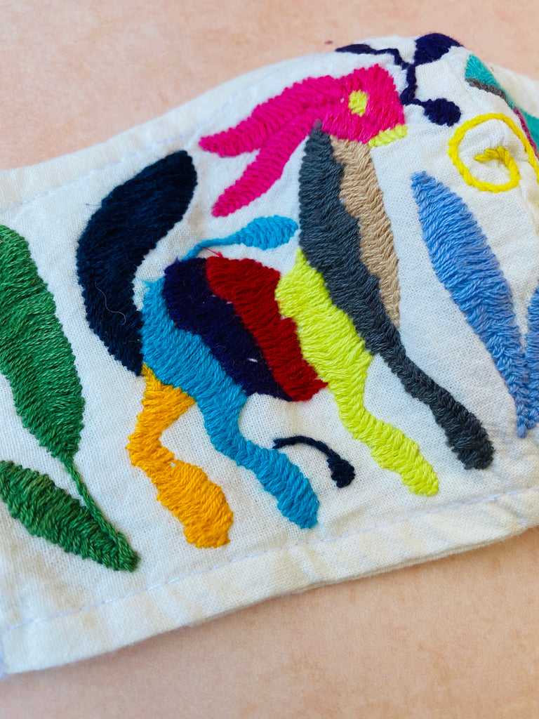 Cream Otomi Face Mask #83