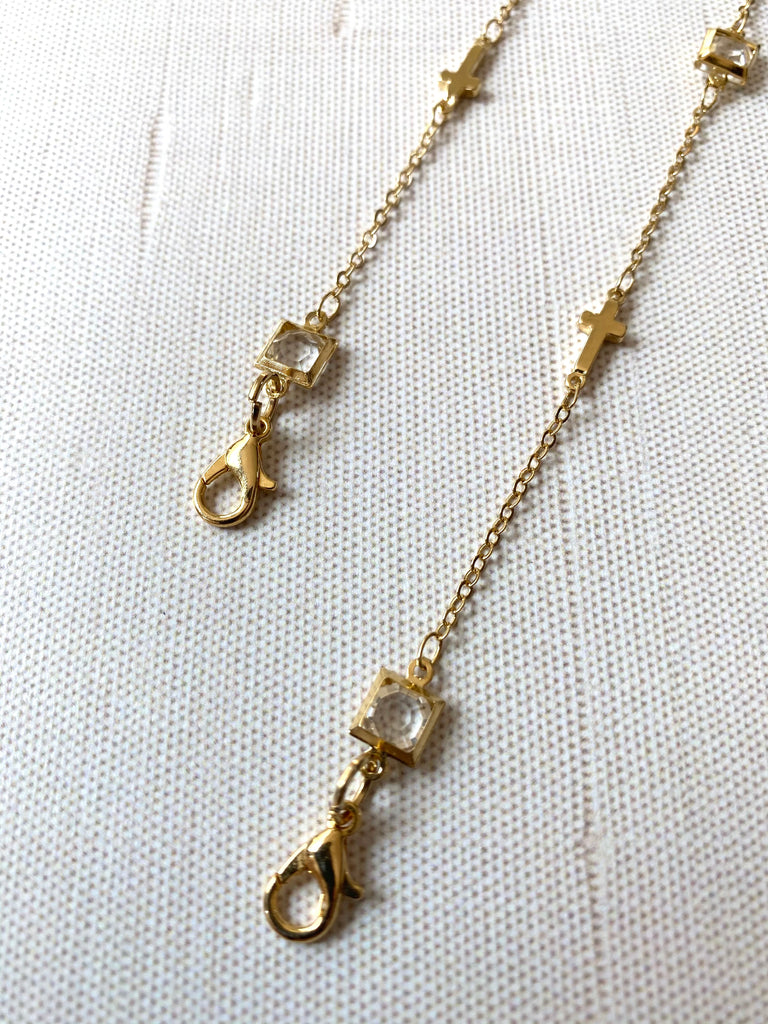 Crystal + Cross Glasses Necklace