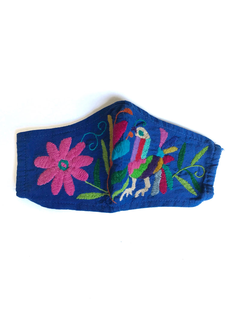 Cobalt Blue Otomi Face Mask #7
