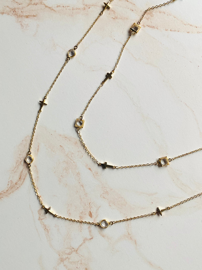 Crystal + Cross Glasses Necklace