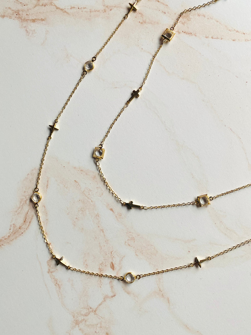 Crystal + Cross Glasses Necklace
