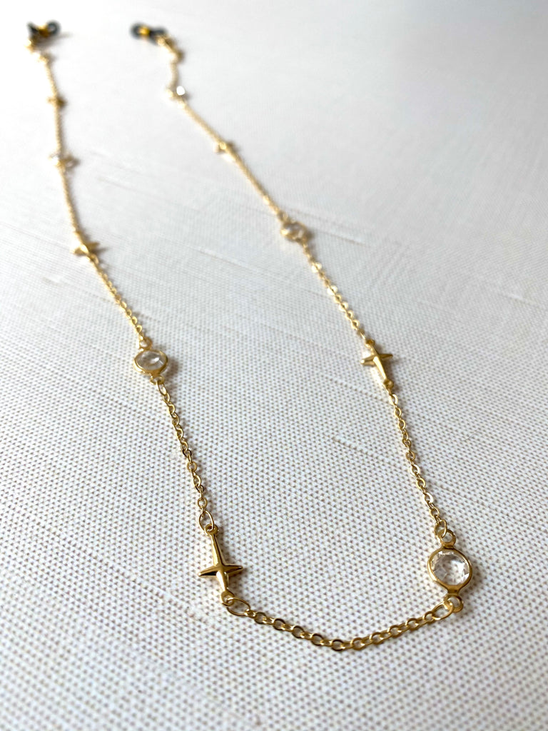 Crystal + Cross Glasses Necklace