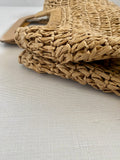 Straw Handbag with Wooden Handle