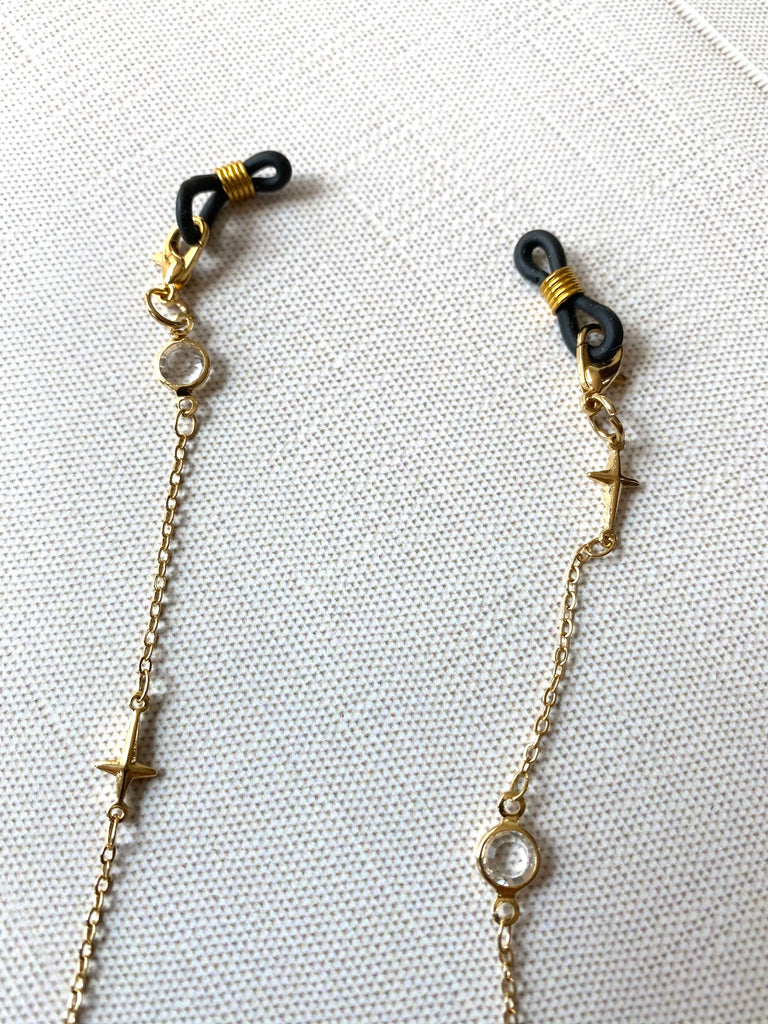 Crystal + Cross Glasses Necklace