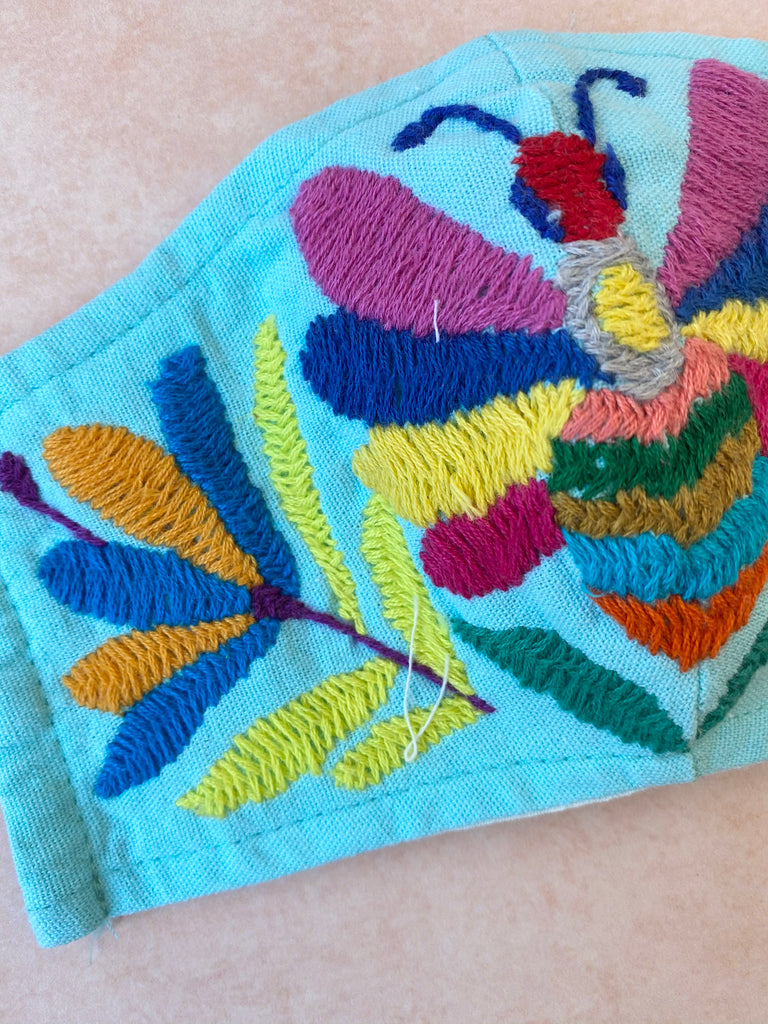 Light Blue Otomi Face Mask #35