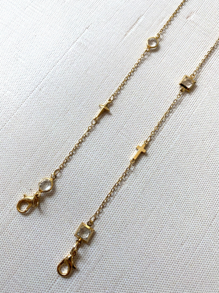 Crystal + Cross Glasses Necklace