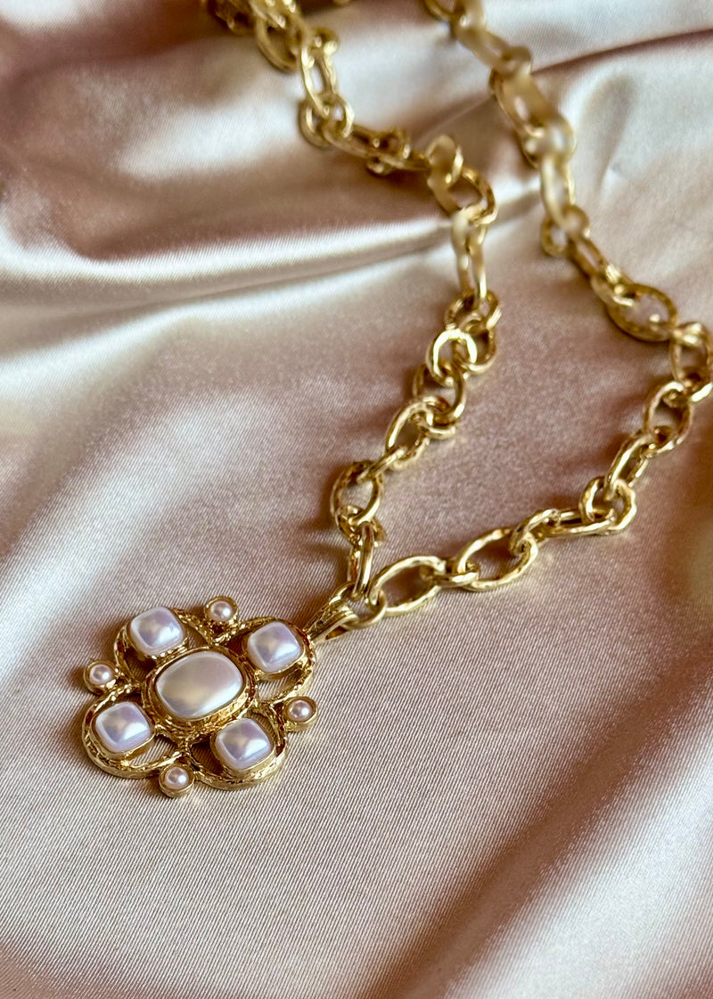 Divina Cross Pearl Necklace