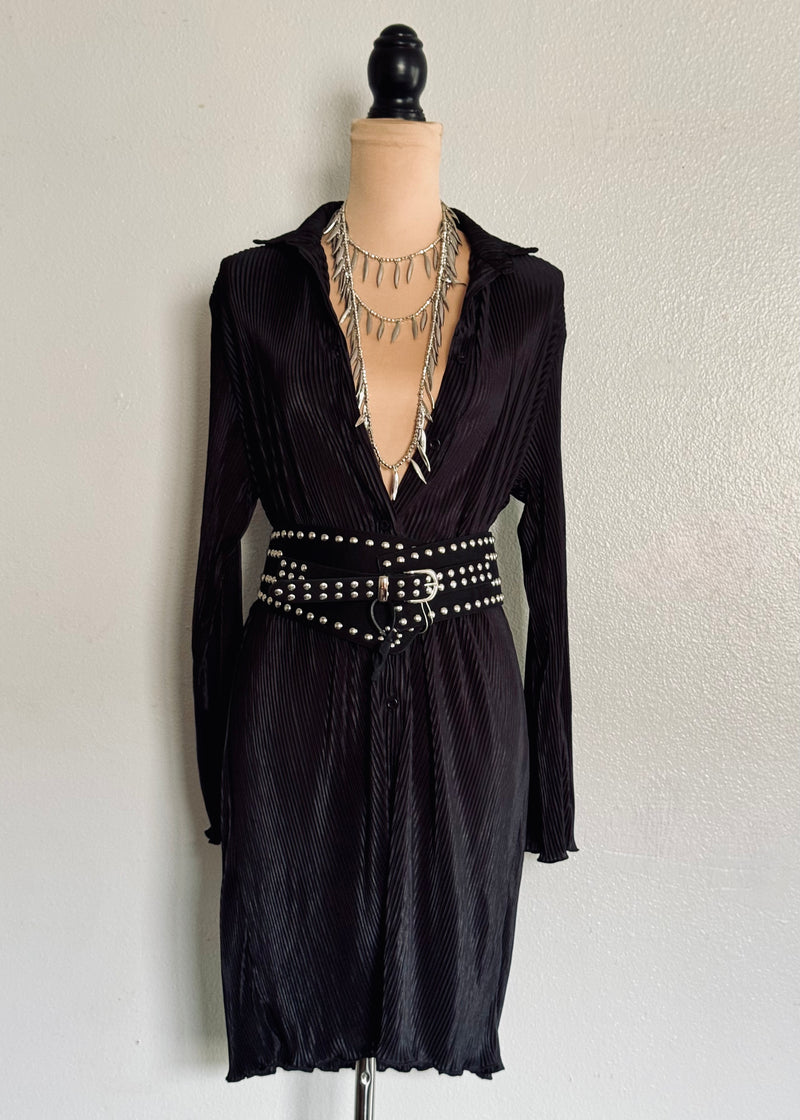 Accordion Button Down Dress