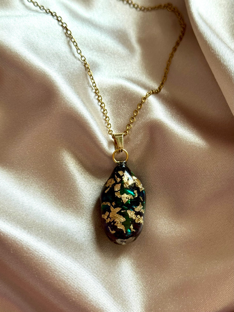 June Bug Necklace with Gold Foil