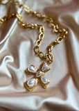 Madonna Cross Pearl Necklace