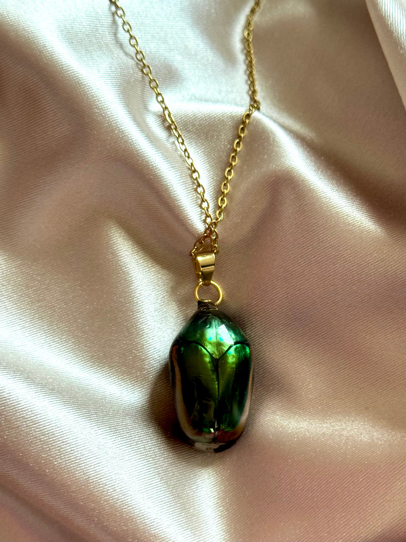 June Bug Necklace with Gold Foil