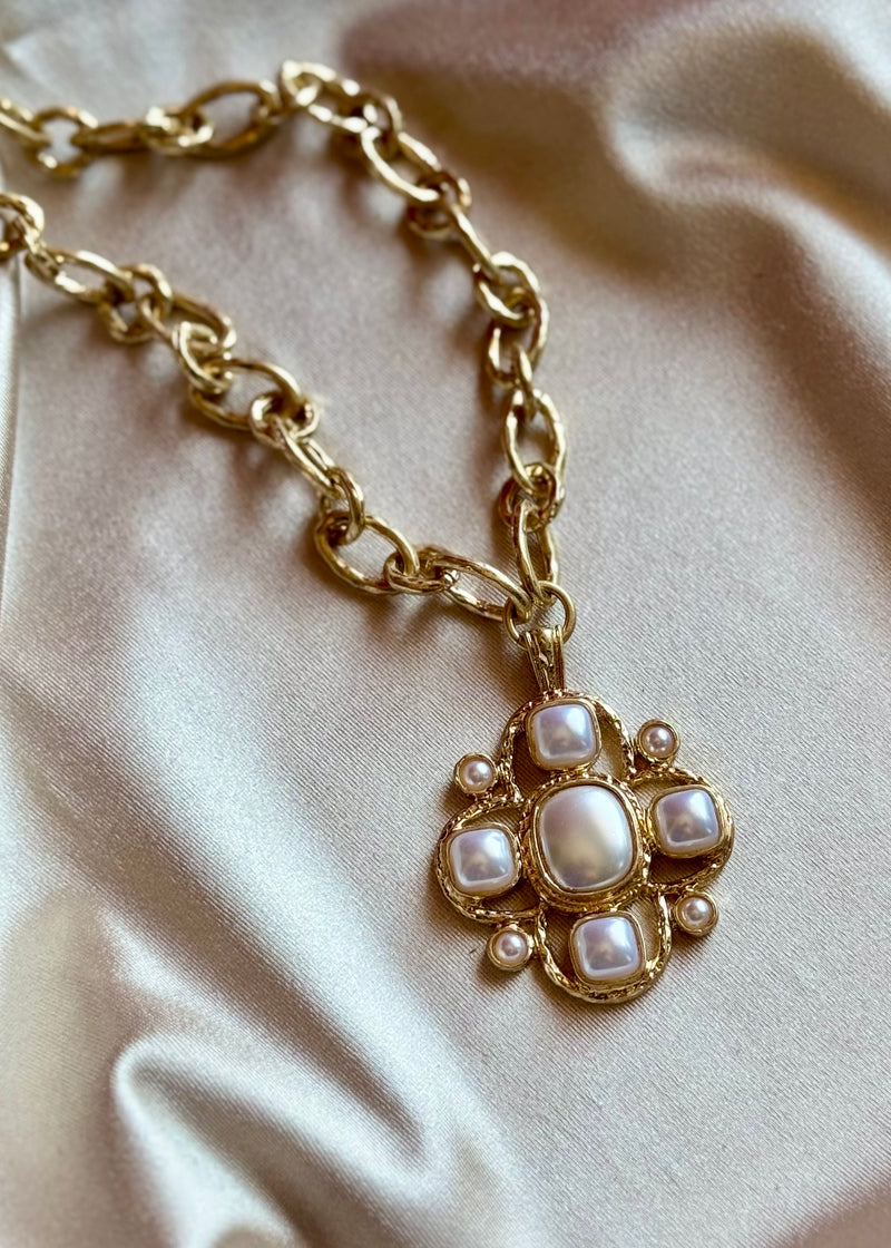 Divina Cross Pearl Necklace