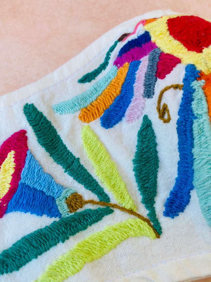 Cream Otomi Face Mask #93