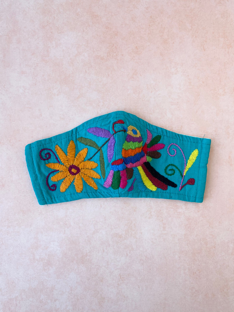 Turquoise Otomi Face Mask #37