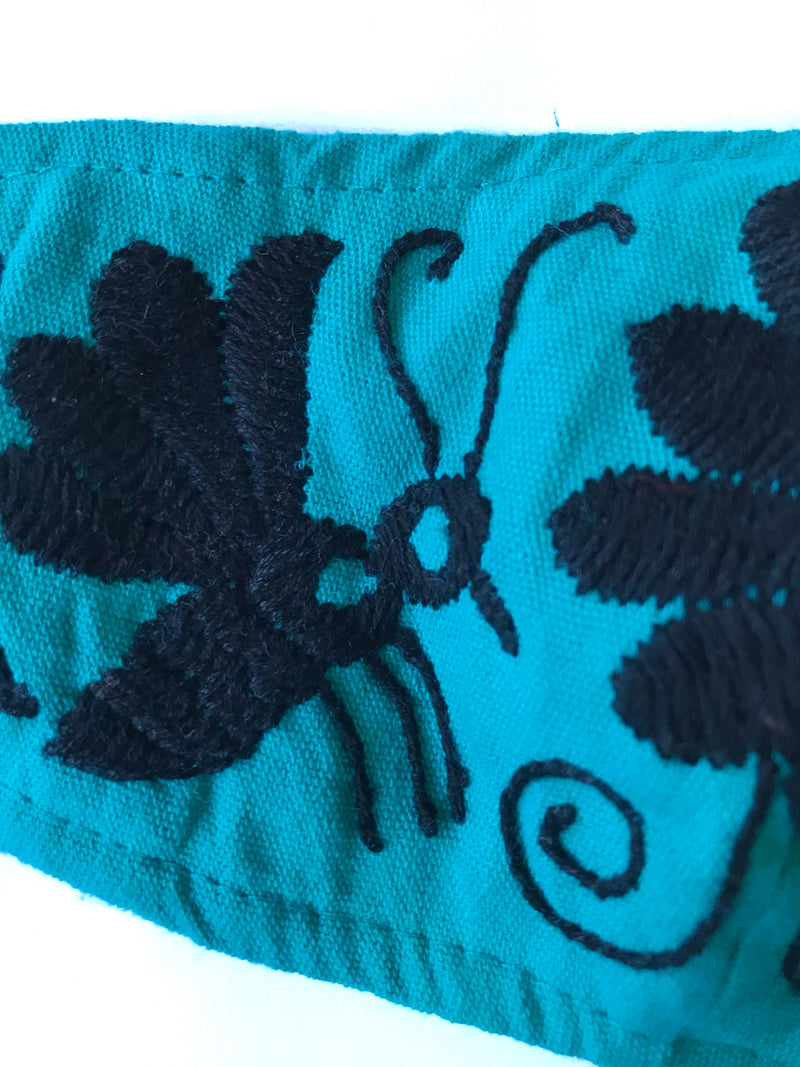 (Petite/Child) Turquoise Otomi Face Mask #7
