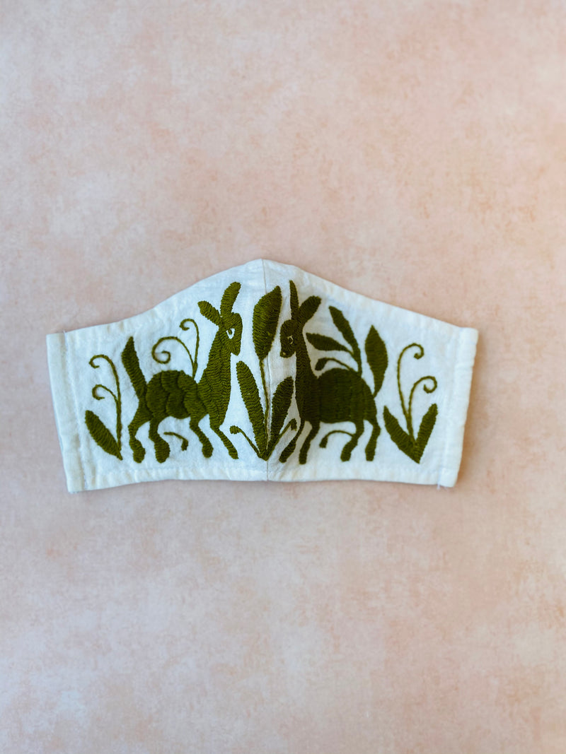 Cream Otomi Face Mask #80