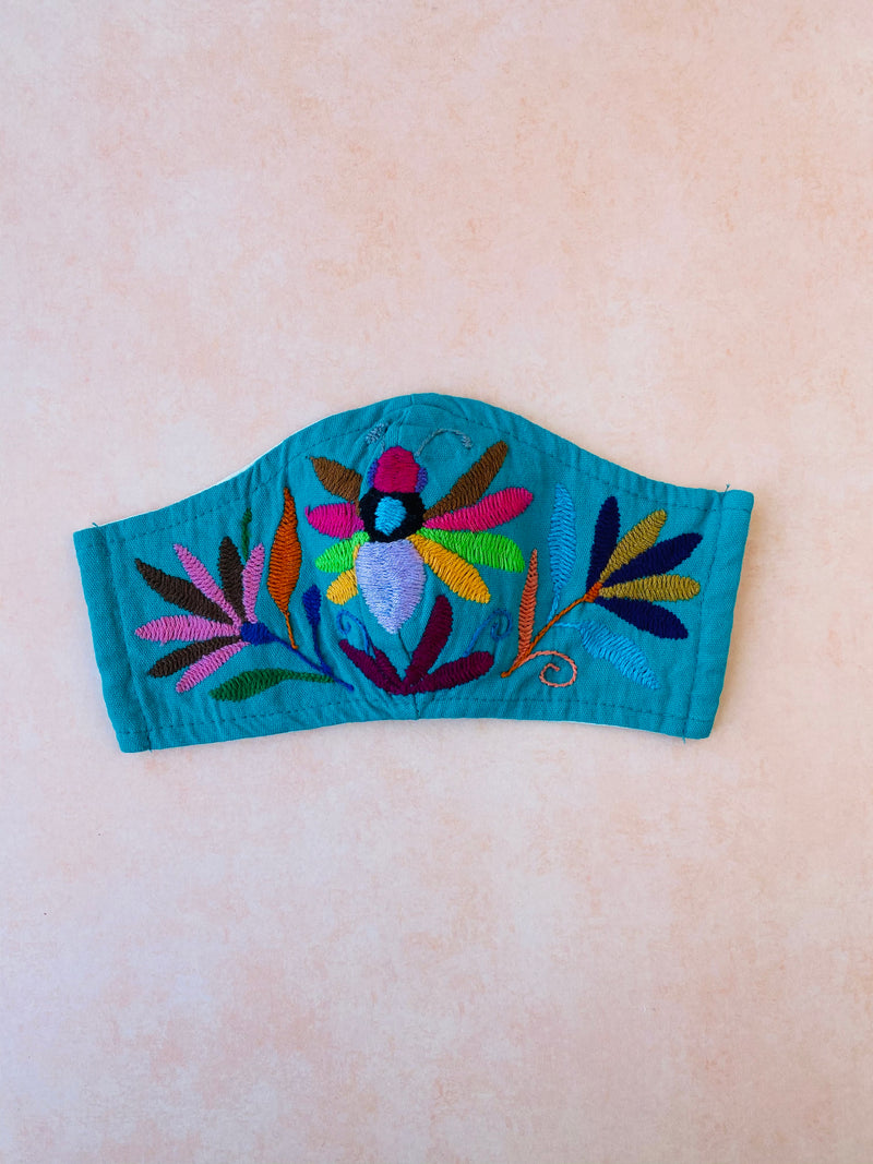 Turquoise Otomi Face Mask #39