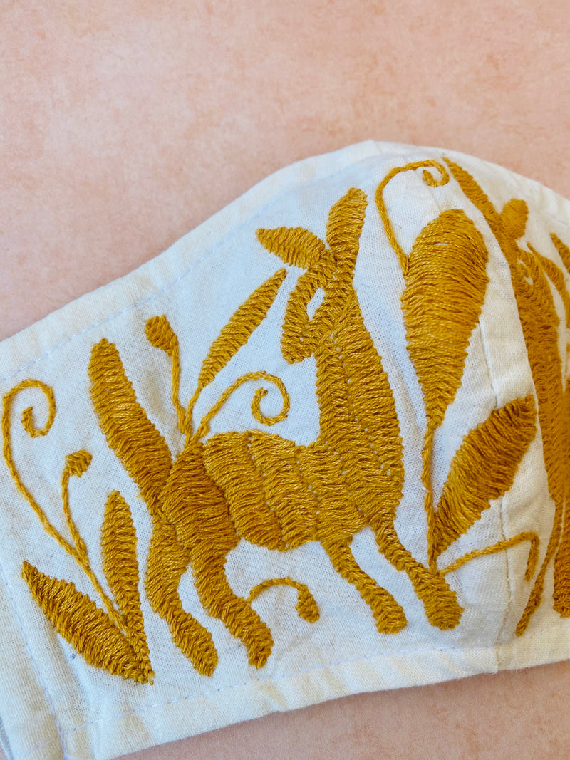 Cream Otomi Face Mask #50