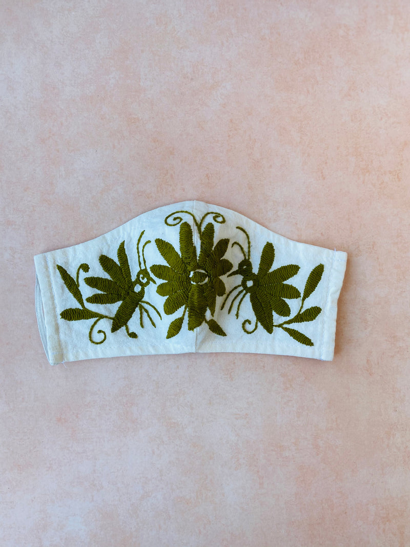 Cream Otomi Face Mask #81