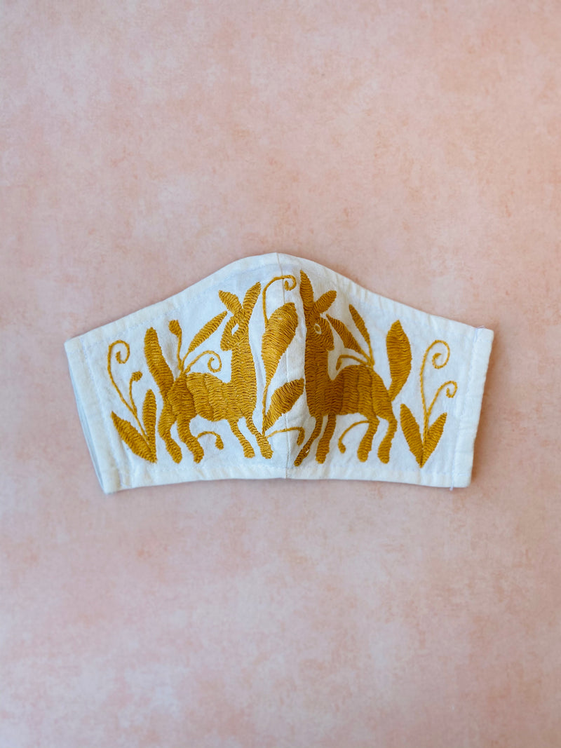 Cream Otomi Face Mask #50