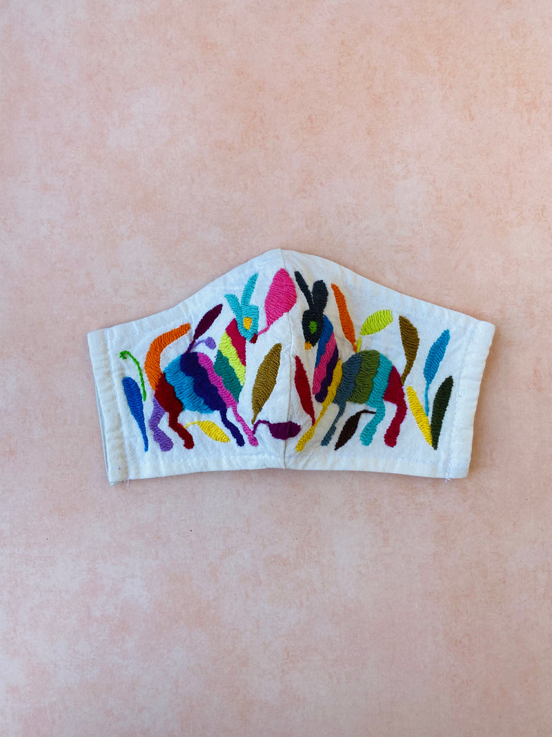 Cream Otomi Face Mask #22