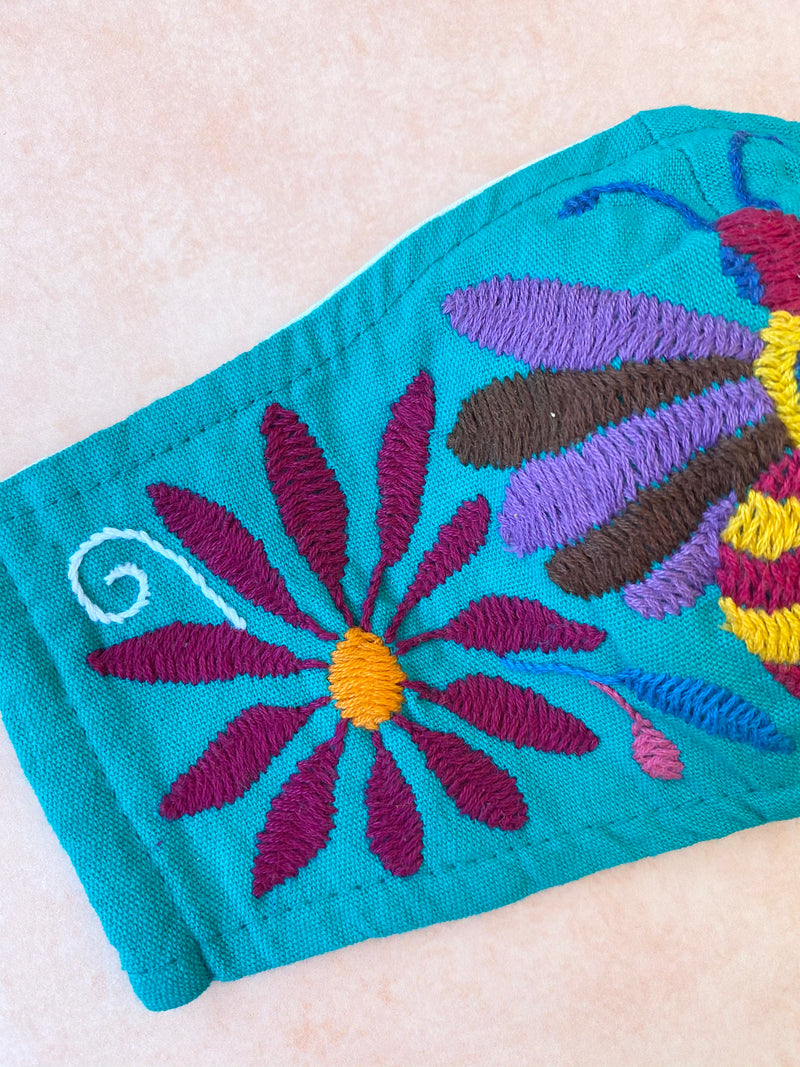 Turquoise Otomi Face Mask #40