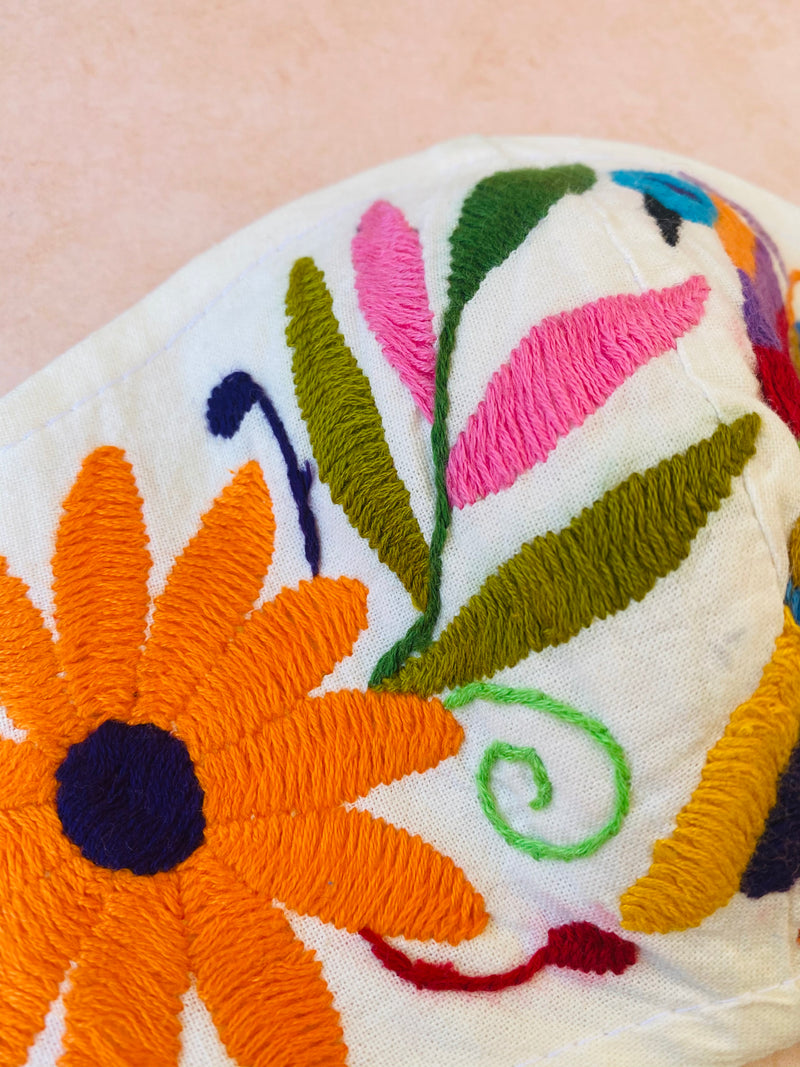 Cream Otomi Face Mask #94