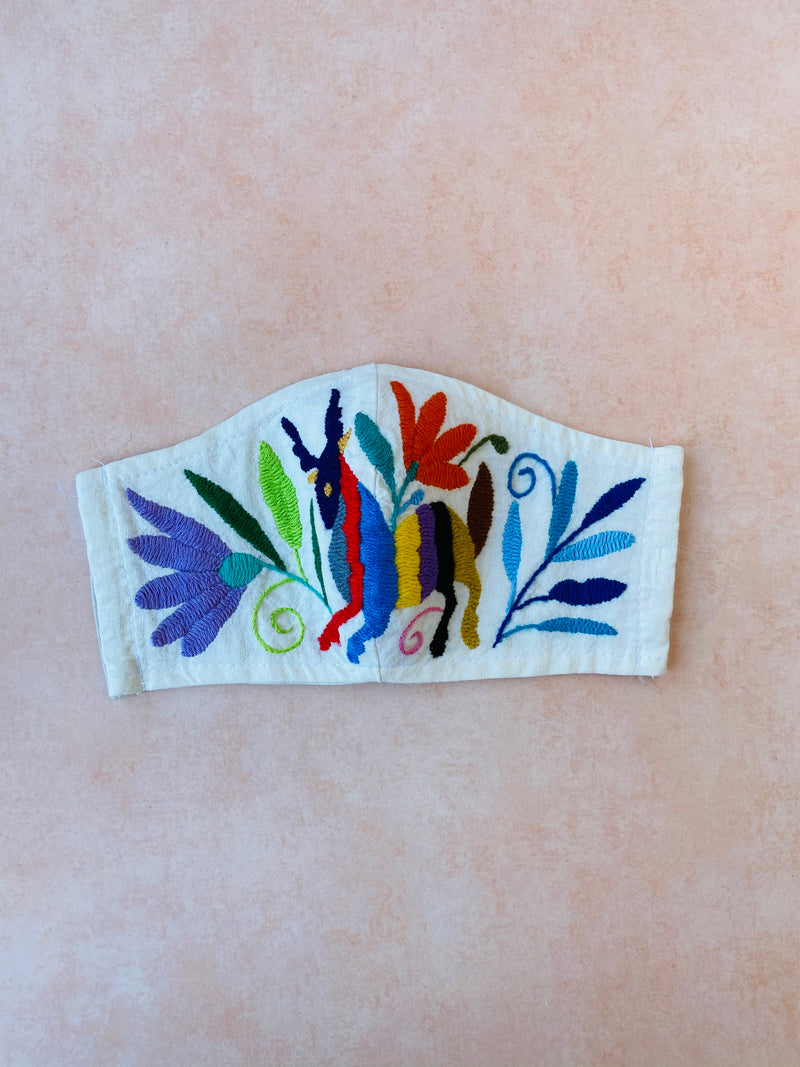 Cream Otomi Face Mask #82