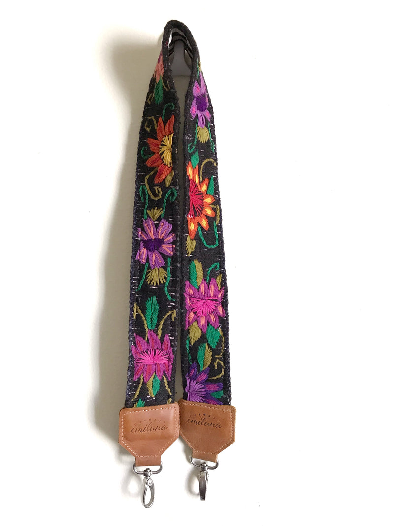 Embroidered Bag Strap Camera Strap Geometric Designs Flowers Leather Faja  Guatemala